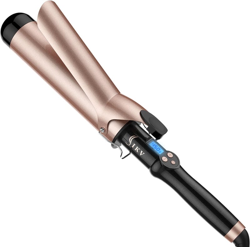 IKV 2 Inch Curling Iron Extra Long Barrel for Long Hair, Large Barrel Curling Wand Ceramic Tourmaline with LCD Display,10 Temps, Dual Voltage - Image 1